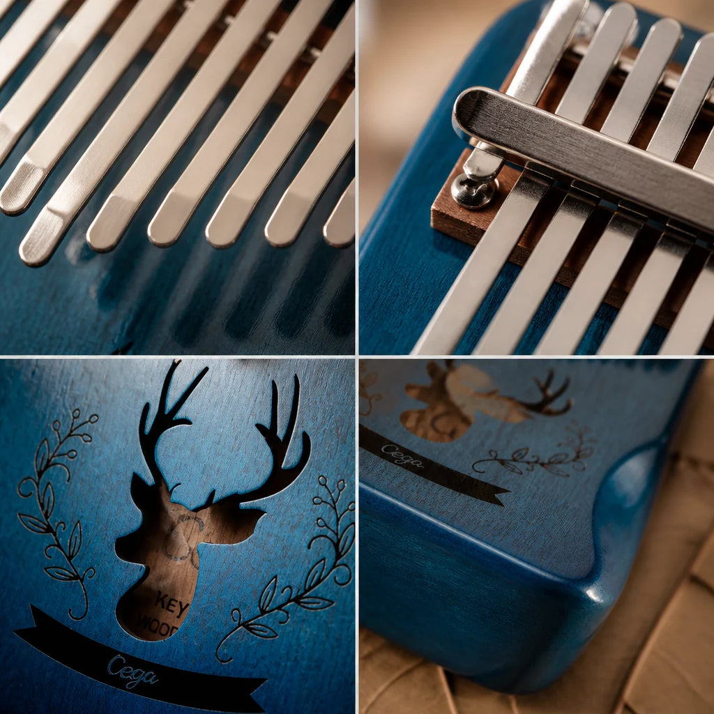 Kalimba 17 Tasten - Mahagoni, Rentier-Design - Bild 4 von 5