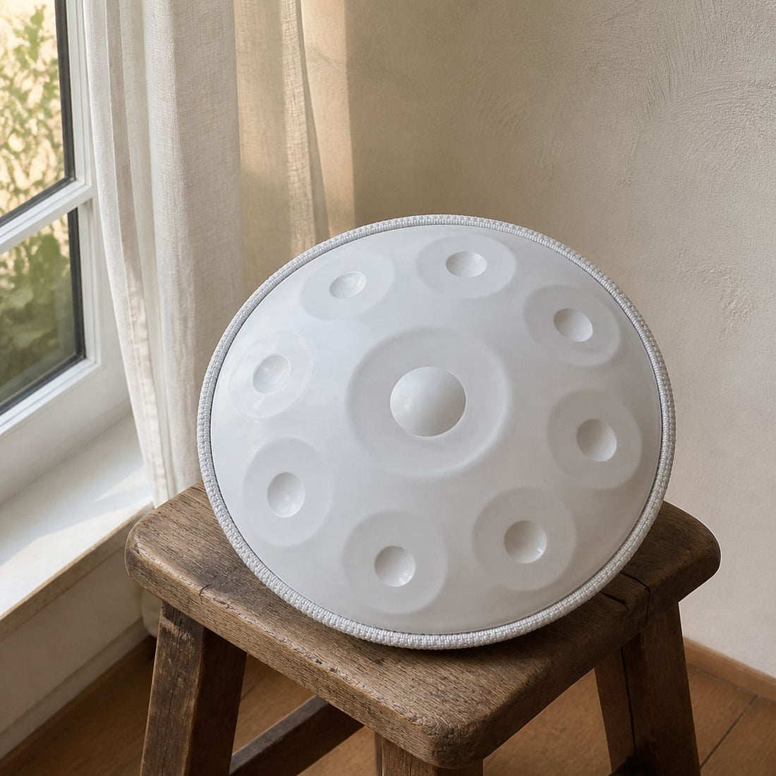 Handpan Classic Kurd oder Amara D-Moll 9–12 Noten – Weiß